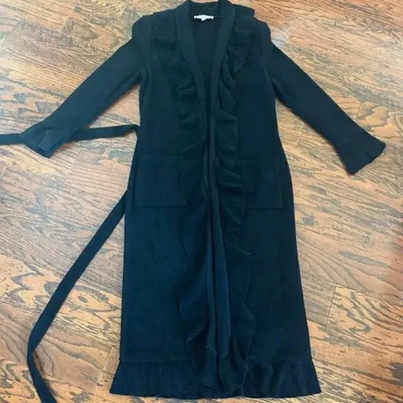 St. John Collection Santana Ruffle Knit Cardigan/Duster Size 10 - Picture 7 of 16